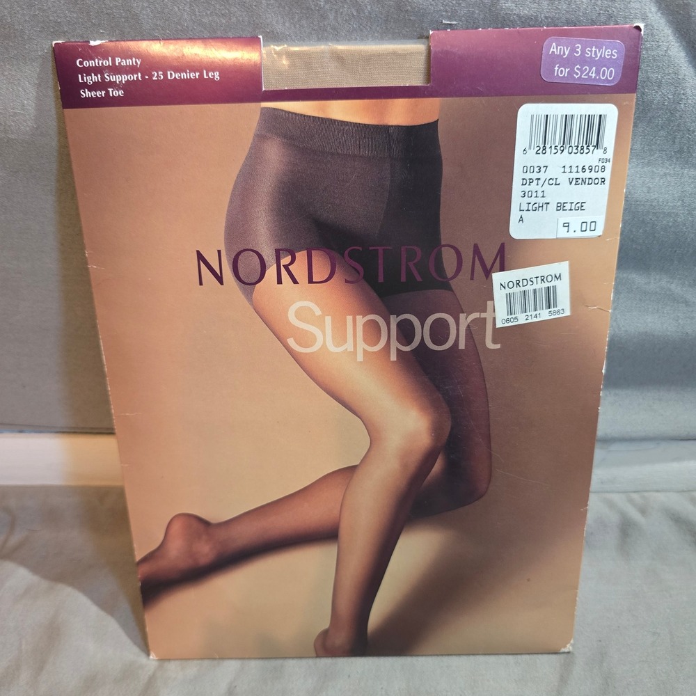 Nordstrom Support Control Panty Hosiery Womens Size A Light Beige 25 Denier NEW
